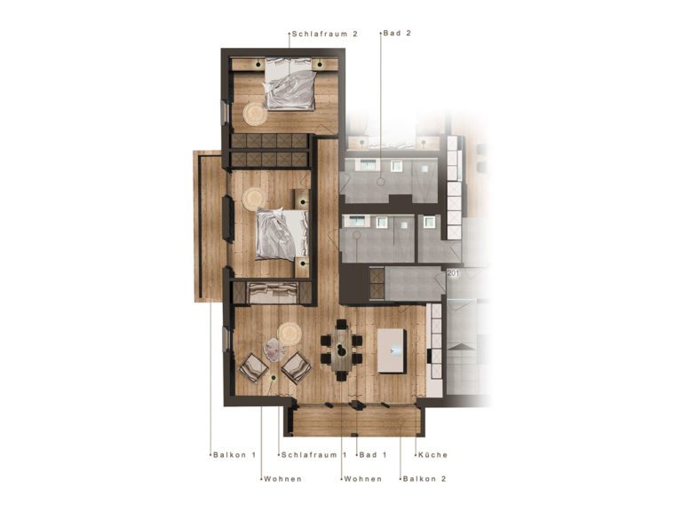 Grundriss Lackenkogel - Appartement in Eben im Pongau, Salzburger Land